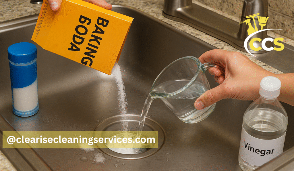 cleaning sink drain with baking soda and vinegar