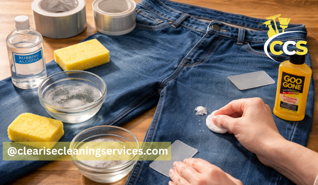 how to get sticker residue off pants