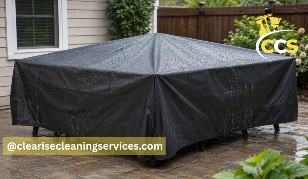 keeping water from pooling patio furniture cover