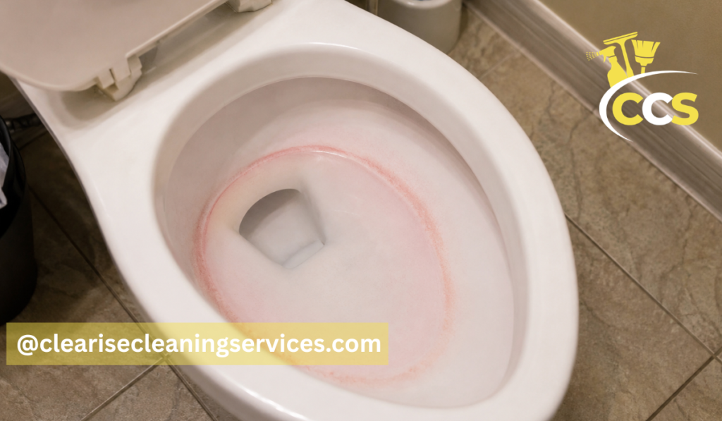 pink ring in toilet bowl