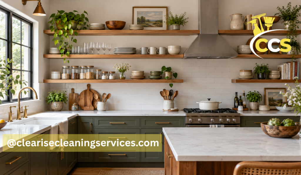 open shelving kitchen