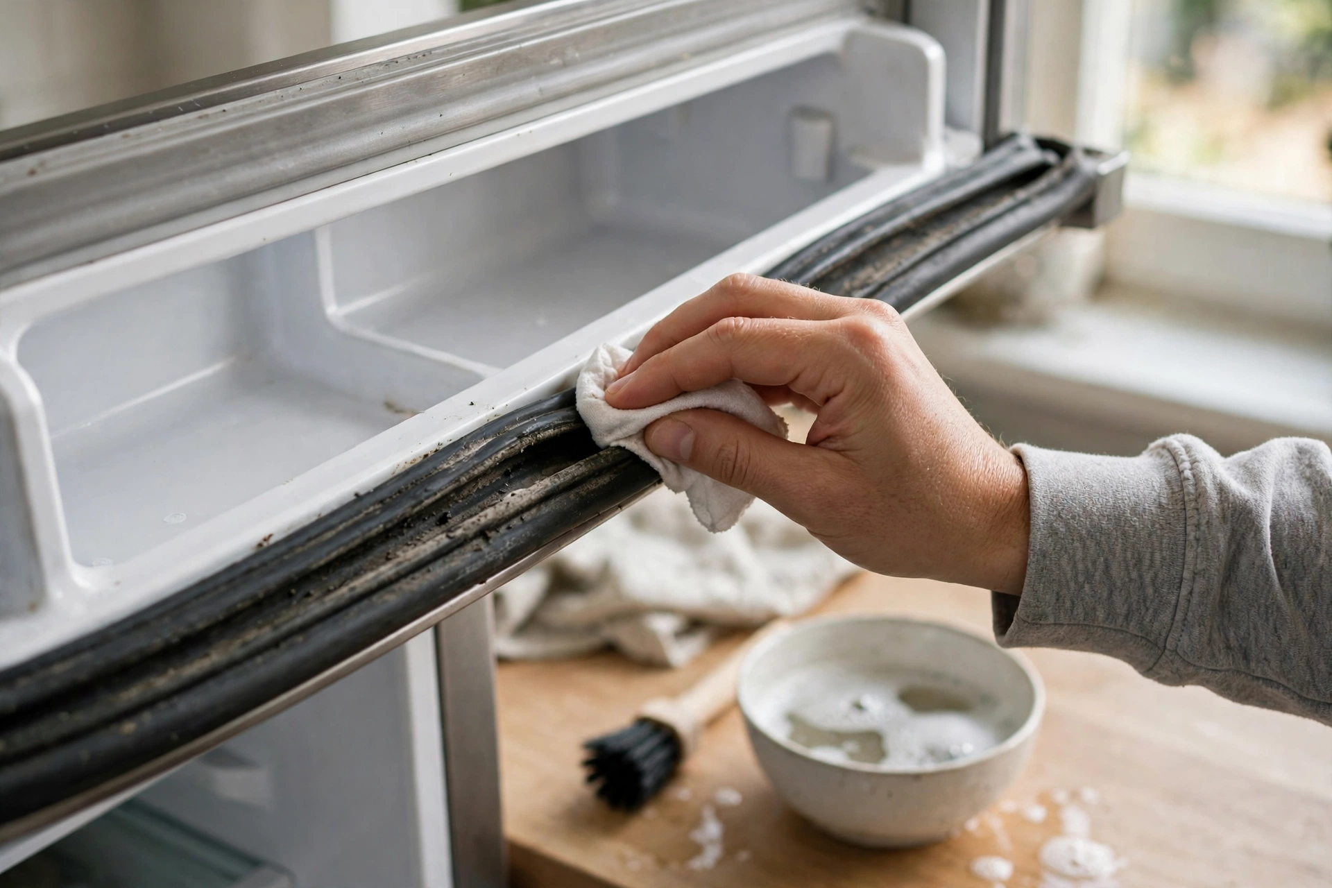 Cleaning door seals so they seal properly.